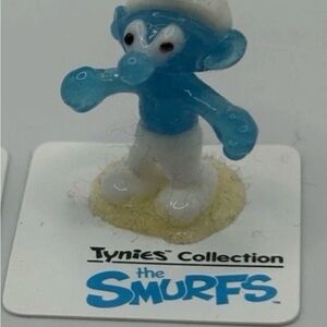 Tynies Collection Handmade Glass Miniature Figurines Plain Smurf 1” Retired